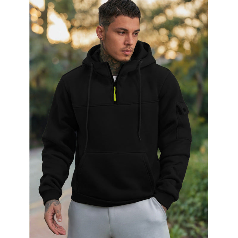 Men's Functional Hoodie with Half Zipper and Side Pockets Lisslune