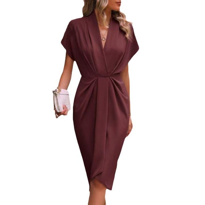 Women’s wrap dress with elegant V-neckline and draping Lisslune