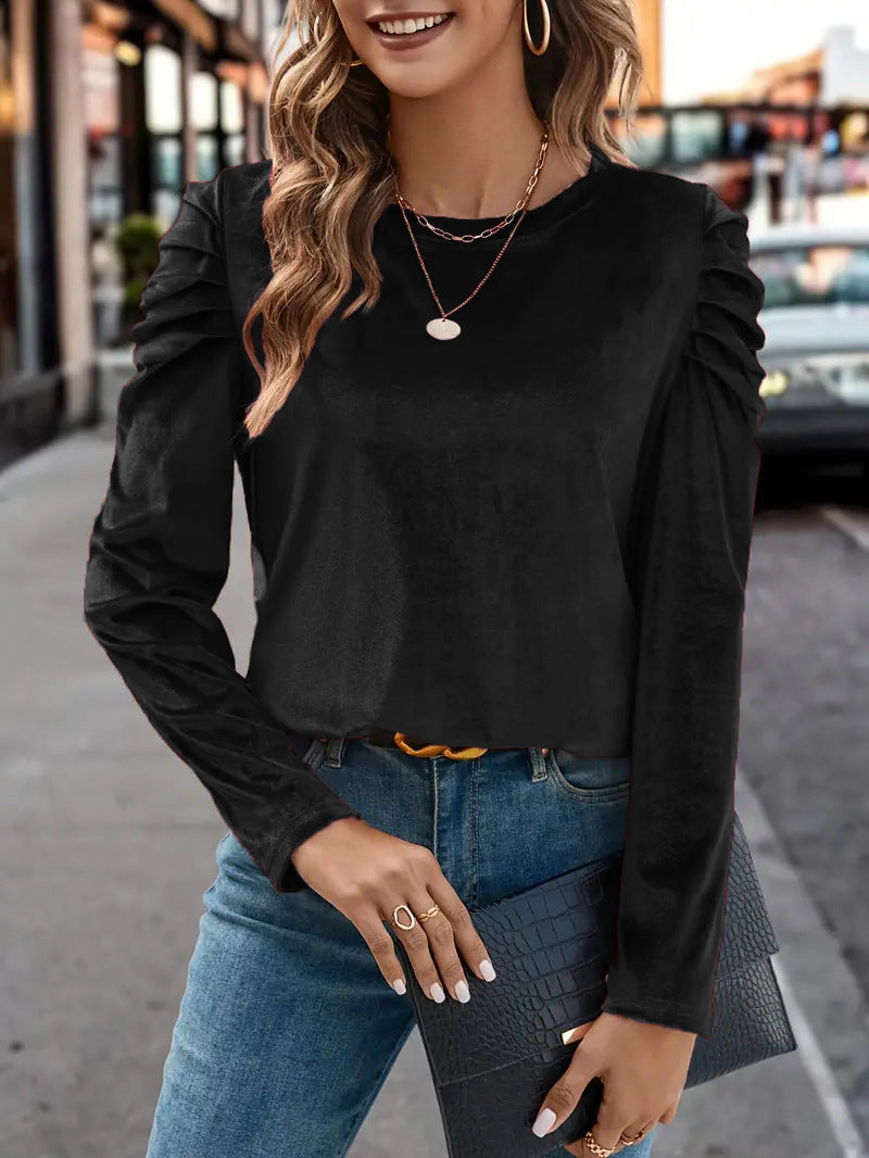 Damen Elegantes Langarmshirt mit Raffungen Lisslune