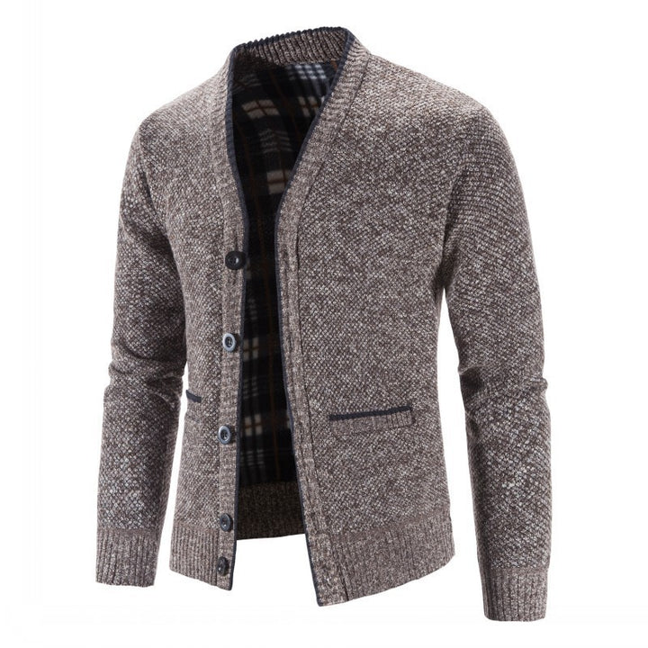 Men's Warm Lined Cardigan with Fashionable Cut Lisslune