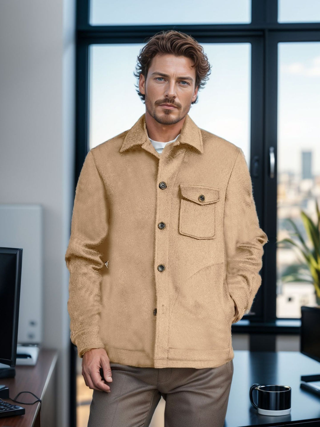 Men's wool jacket with practical pockets Lisslune