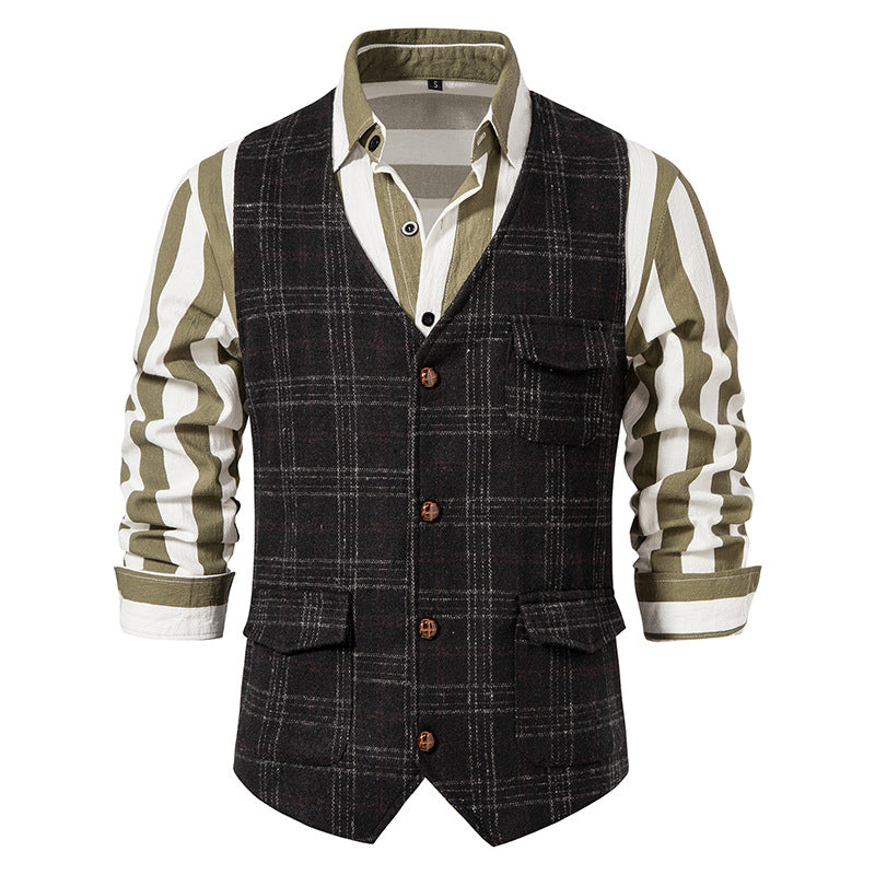 Men's waistcoat with check pattern and practical pockets Lisslune