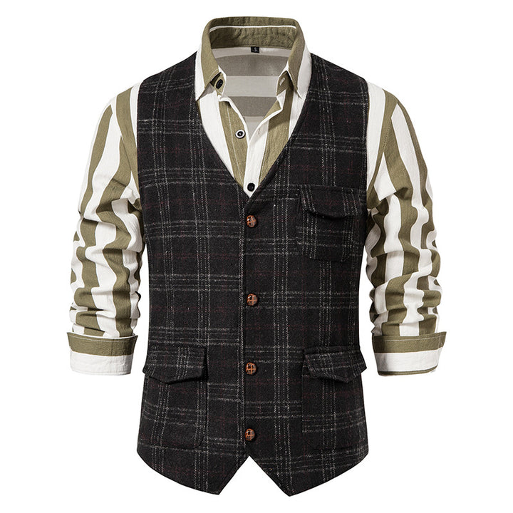 Men's waistcoat with check pattern and practical pockets Lisslune