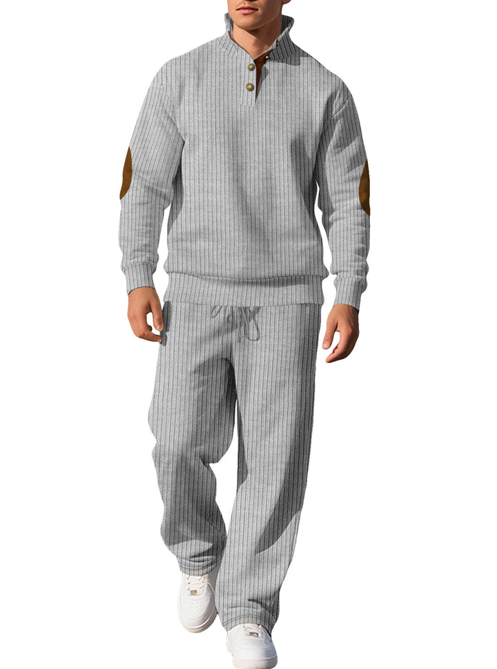 Men's sporty sweatshirt with innovative button placket design and fashionable accents Lisslune