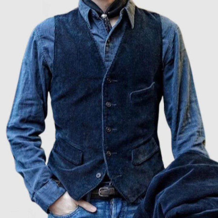 Men's elegant corduroy vest with modern pockets Lisslune