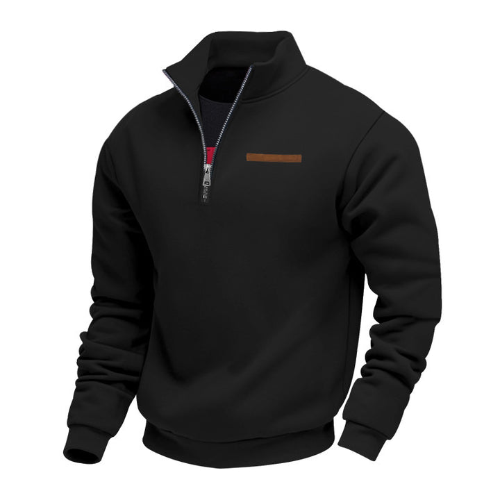 Men's fleece pullover with high collar and zipper Lisslune
