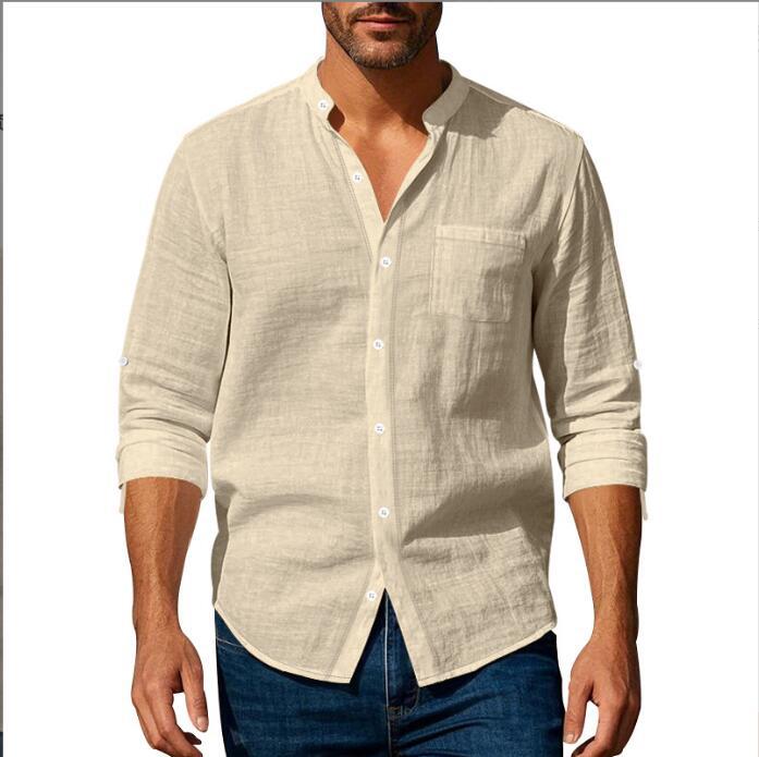 Men's Lightweight Linen Shirt with Half Collar Lisslune