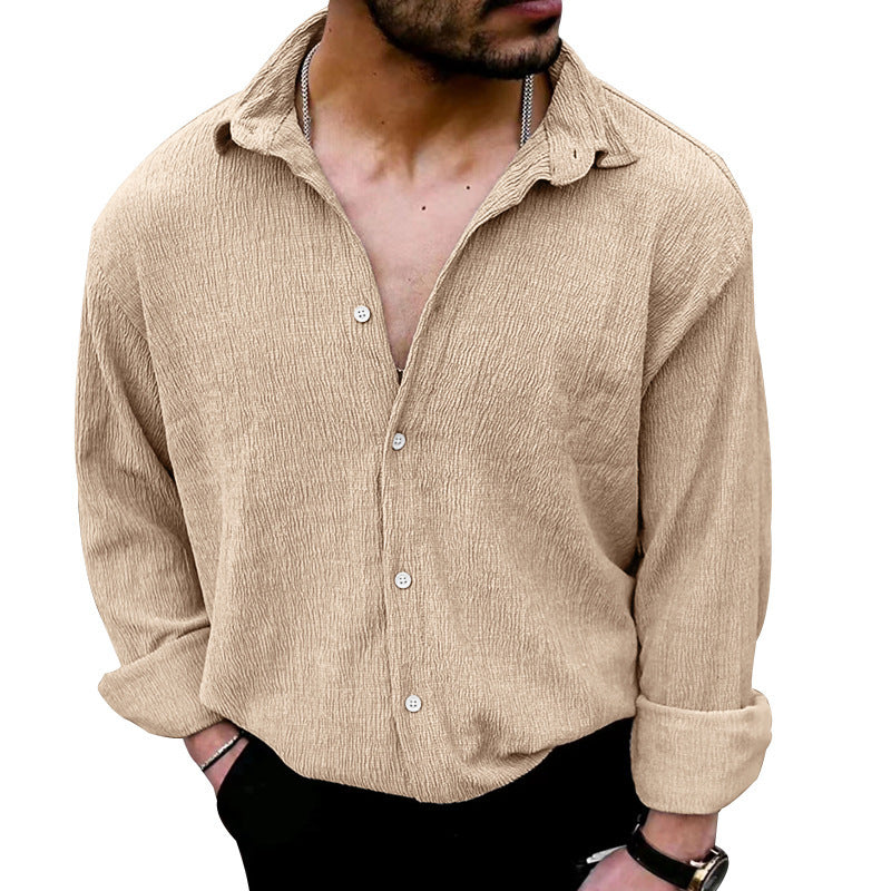 Men's timeless long-sleeve shirt with textured upper material and modern collar Lisslune