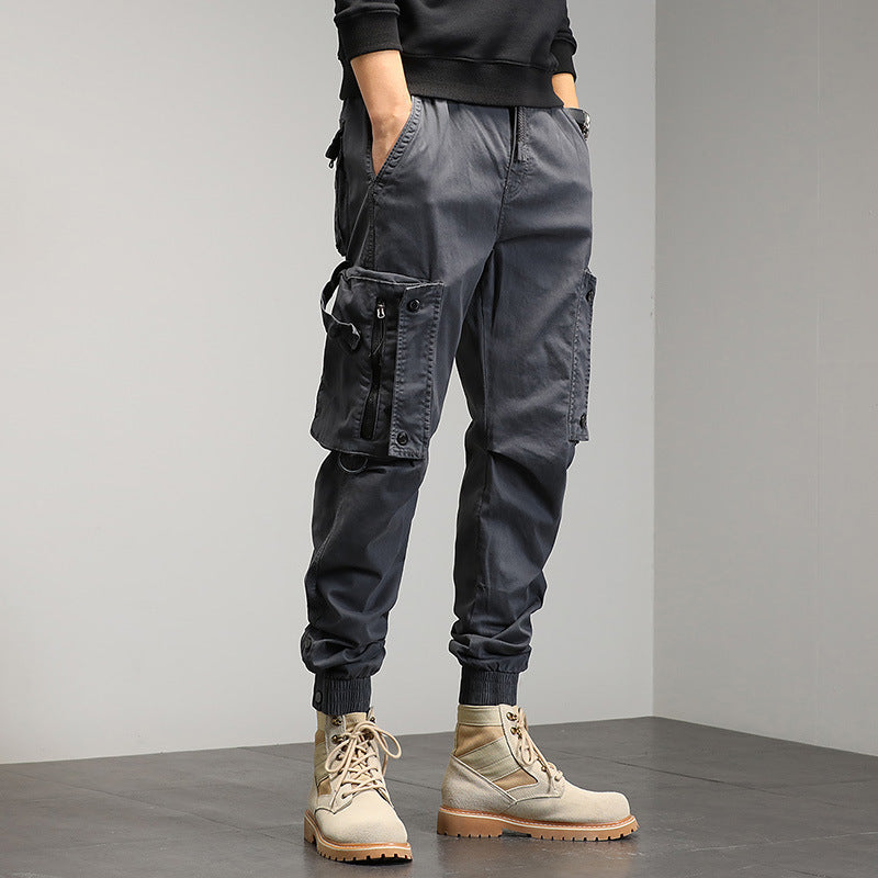 Men's cargo pants with stylish zip pockets and elastic waistband Lisslune