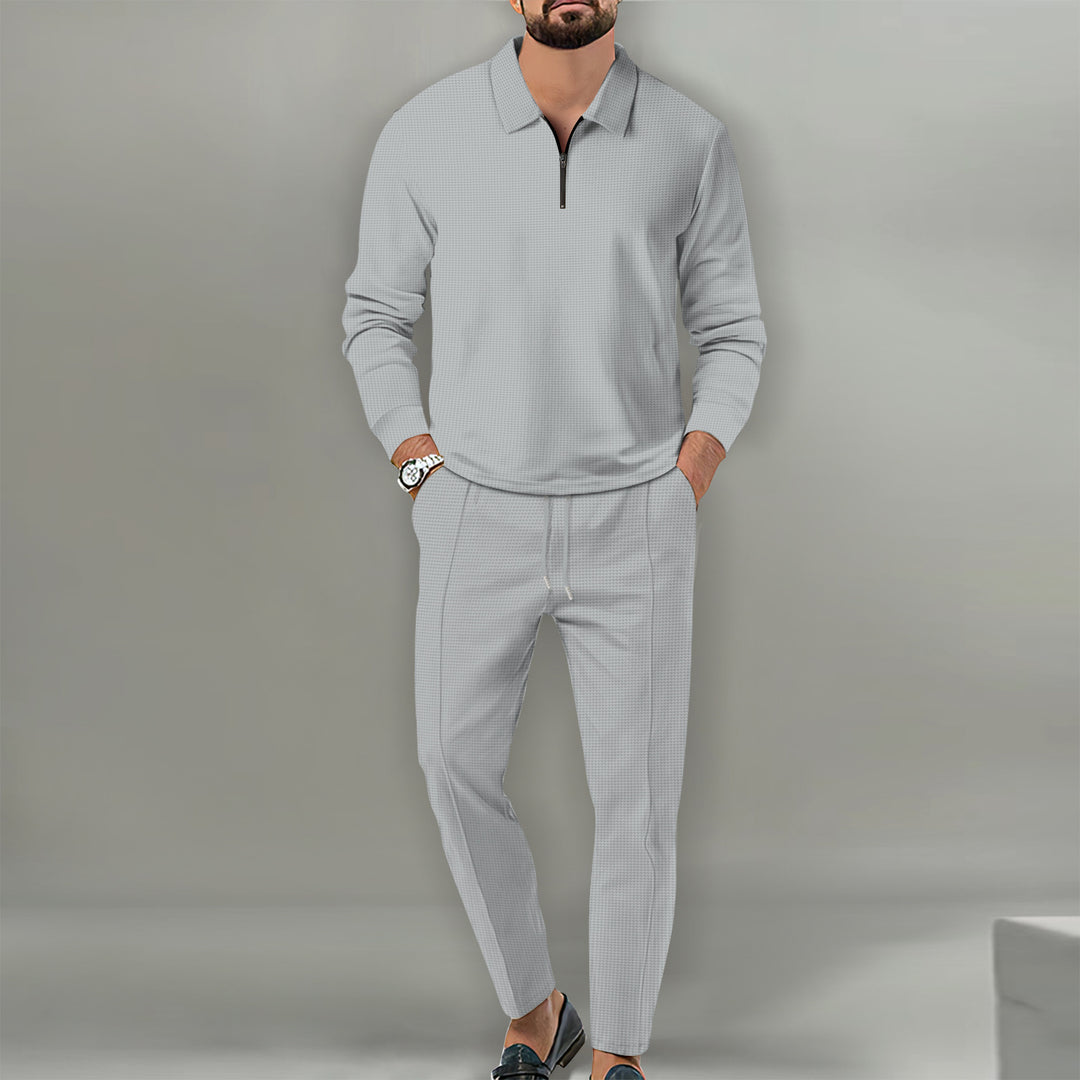 Men's sporty sweater with zipper and elegant slim-fit pants Lisslune