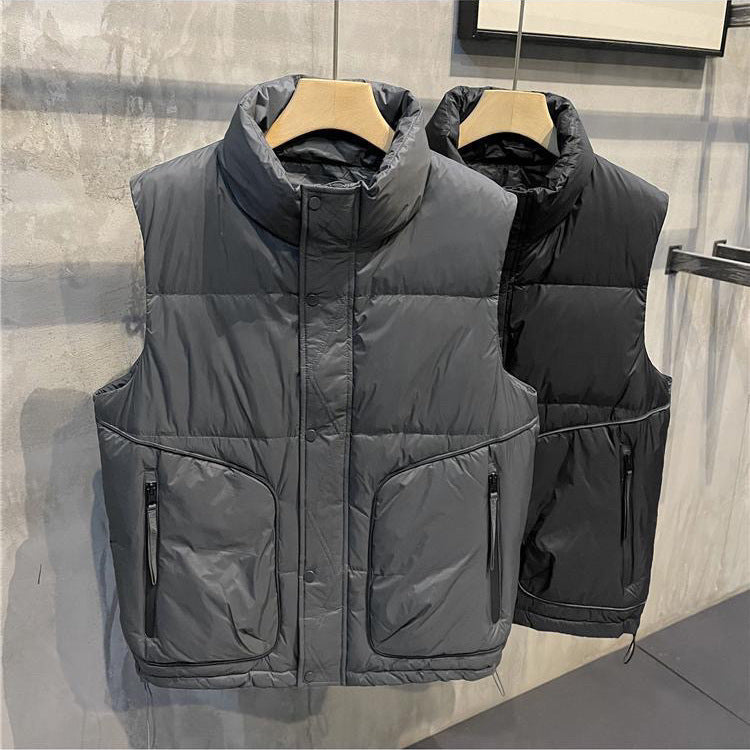 Men's Padded Vest with High Collar and Practical Pockets Lisslune