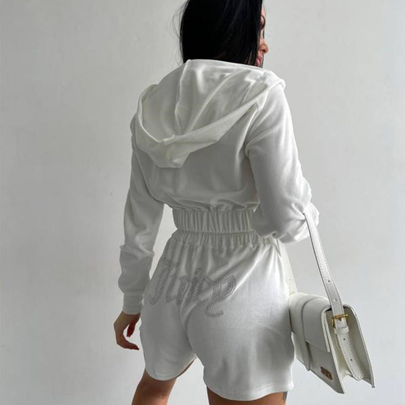 Women's sporty hoodie and shorts set with elastic waistband Lisslune