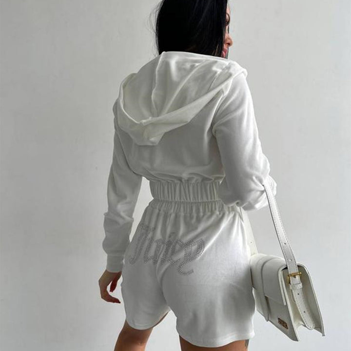Women's sporty hoodie and shorts set with elastic waistband Lisslune