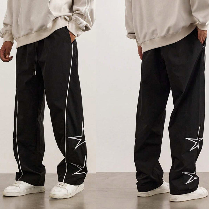 Men's Loose Cargo Pants with Stylish Star Appliqués Lisslune