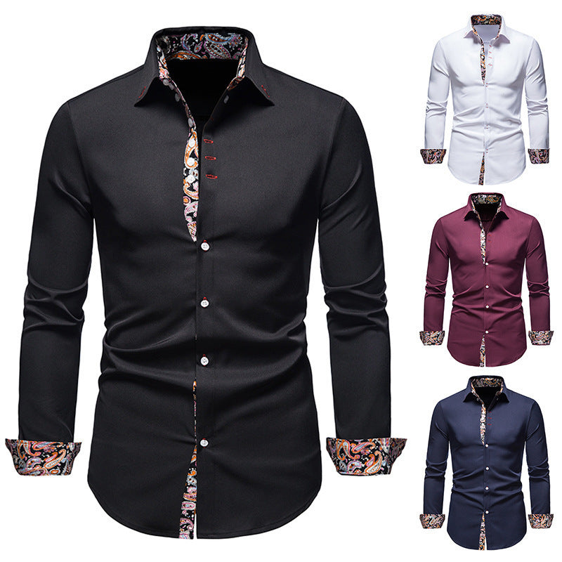 Men's long-sleeve shirt with modern paisley pattern and exclusive details Lisslune