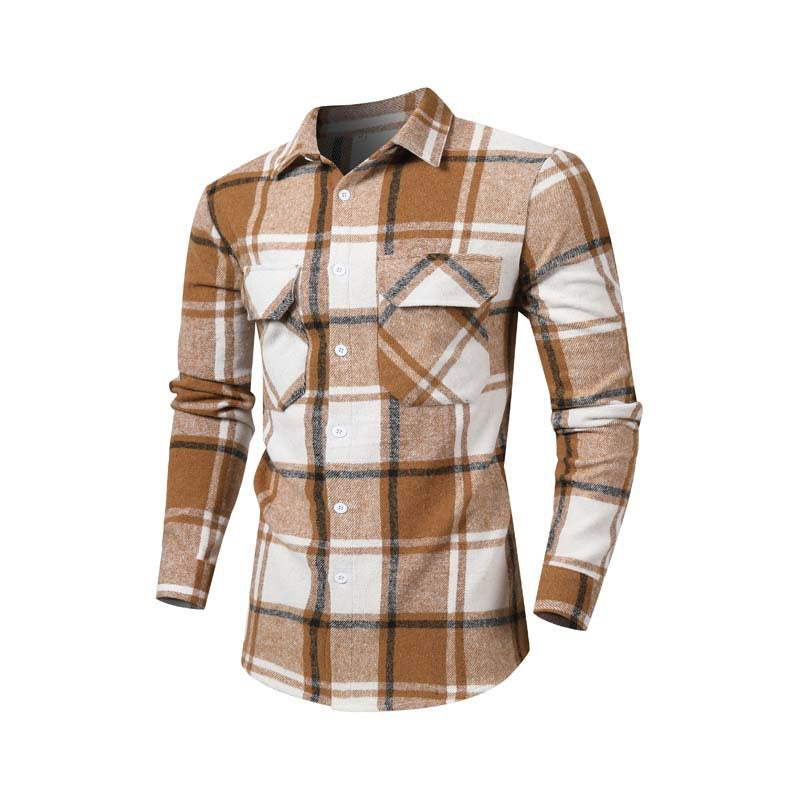 Men's flannel shirt with classic check pattern and chest pockets Lisslune