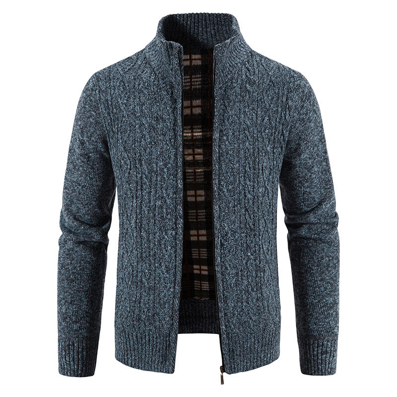 Men's cardigan with high collar and textured design Lisslune