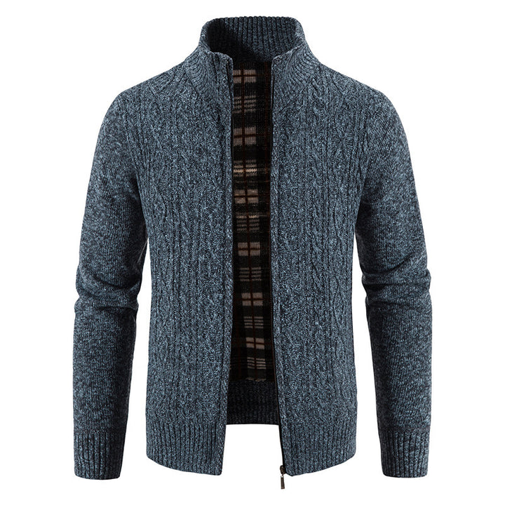 Men's cardigan with high collar and textured design Lisslune