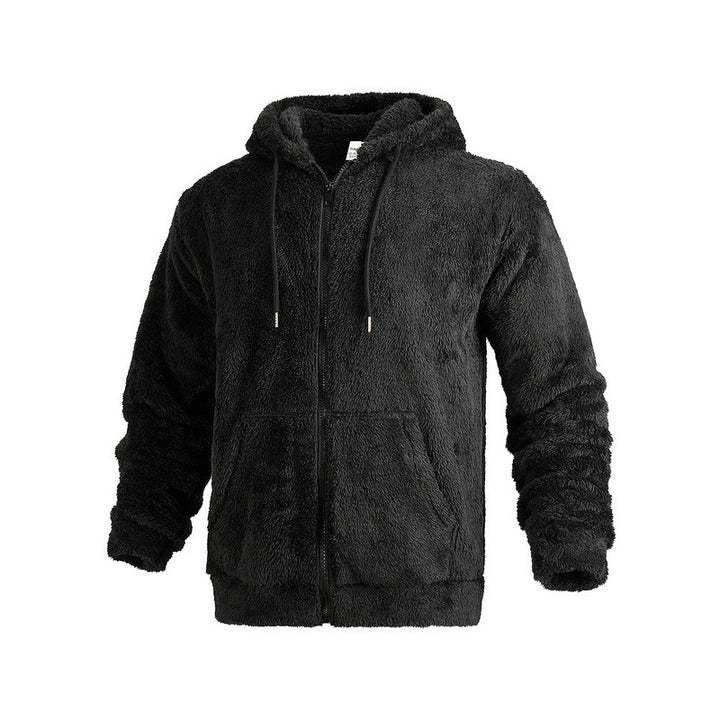 Men's Cozy Fleece Jacket with Hood and Zipper Lisslune