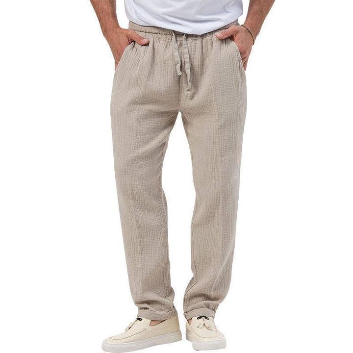 Men's casual linen pants with elastic waistband and practical side pockets Lisslune
