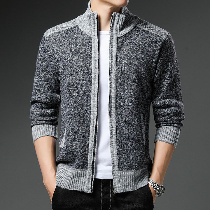 Men's cardigan with high collar and practical pockets Lisslune
