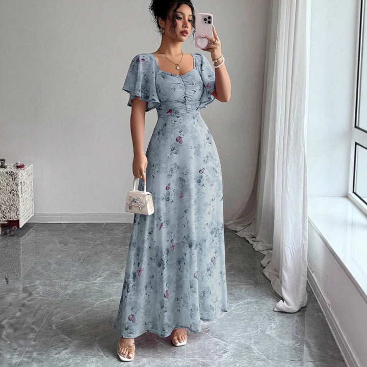 Women’s maxi dress with flowing cut and romantic floral pattern Lisslune