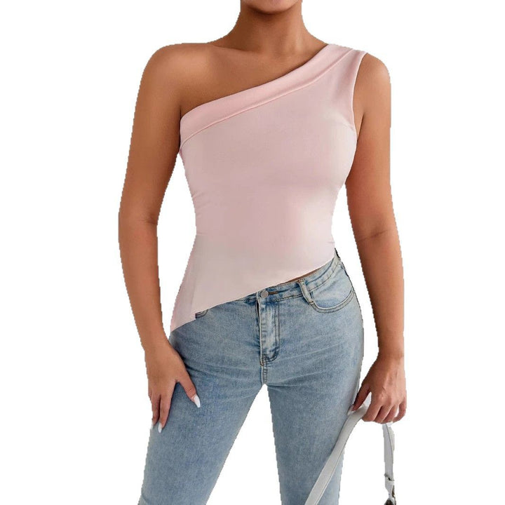 Damen asymmetrisches Top mit schulterfreiem Design und eleganter Drapierung Lisslune