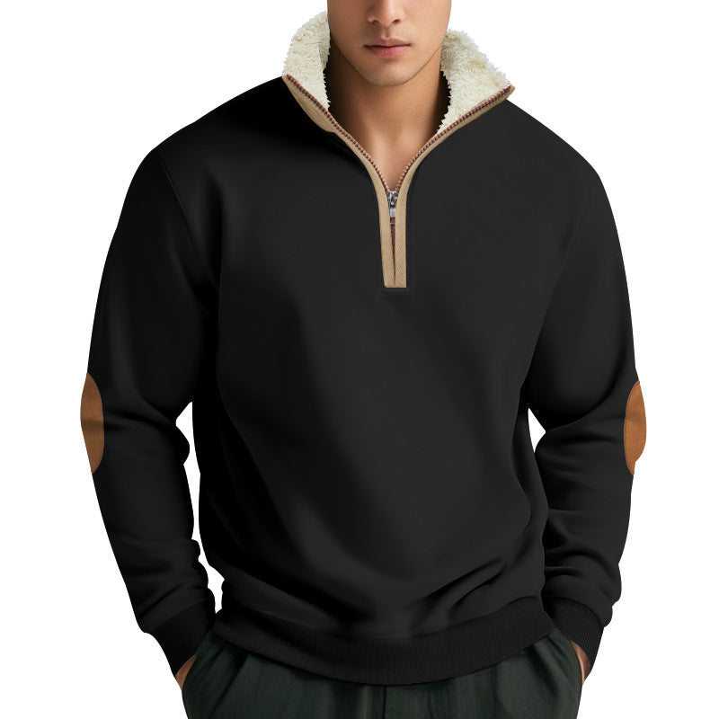 Men's fleece pullover with stand-up collar and contrast details Lisslune