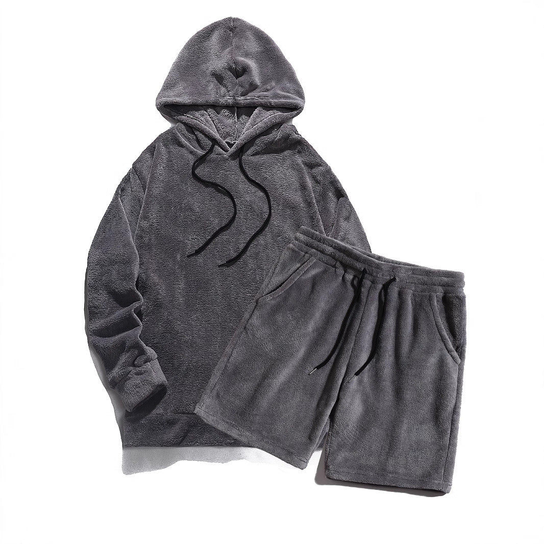 Men's Cozy Hoodie-Shorts Set Lisslune