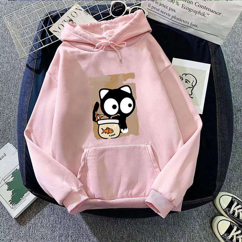 Women's hooded sweatshirt with cute cat design Lisslune