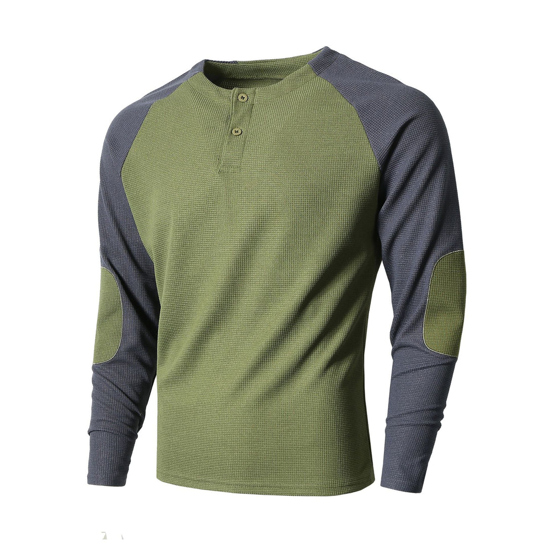 Men's long sleeve shirt with gathered shoulders and stylish contrast design Lisslune
