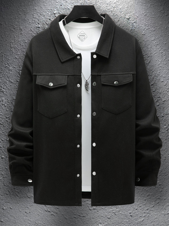 Men's casual overshirt jacket with practical breast pockets and snap button closure Lisslune