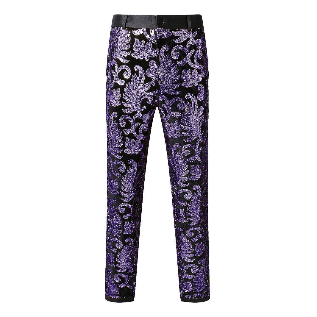 Men's elegant sequin suit pants with floral patterns Lisslune