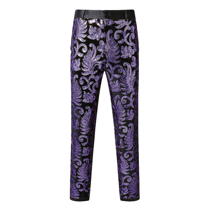 Men's elegant sequin suit pants with floral patterns Lisslune