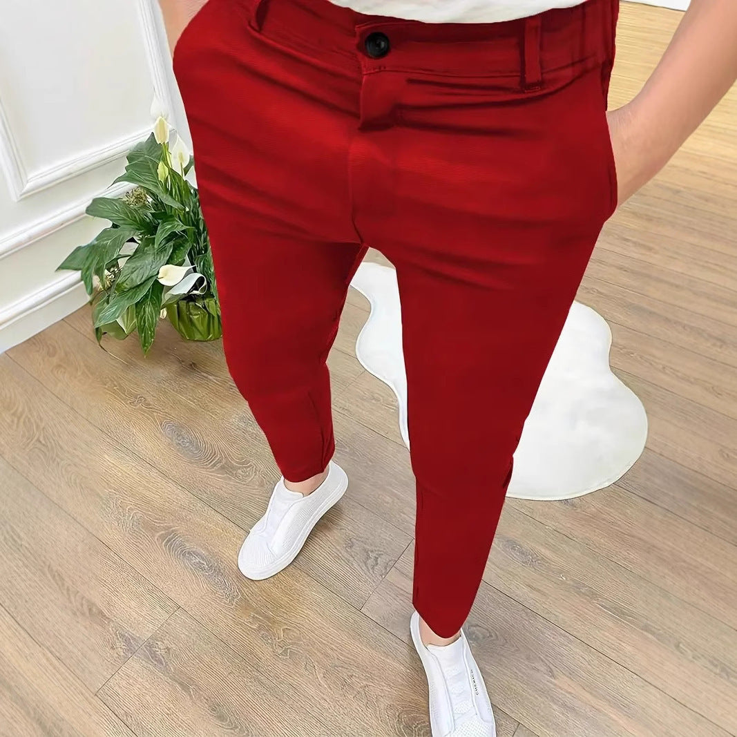 Men's Fashion Slim-Fit Pants with Elastic Waistband and Practical Pockets Lisslune