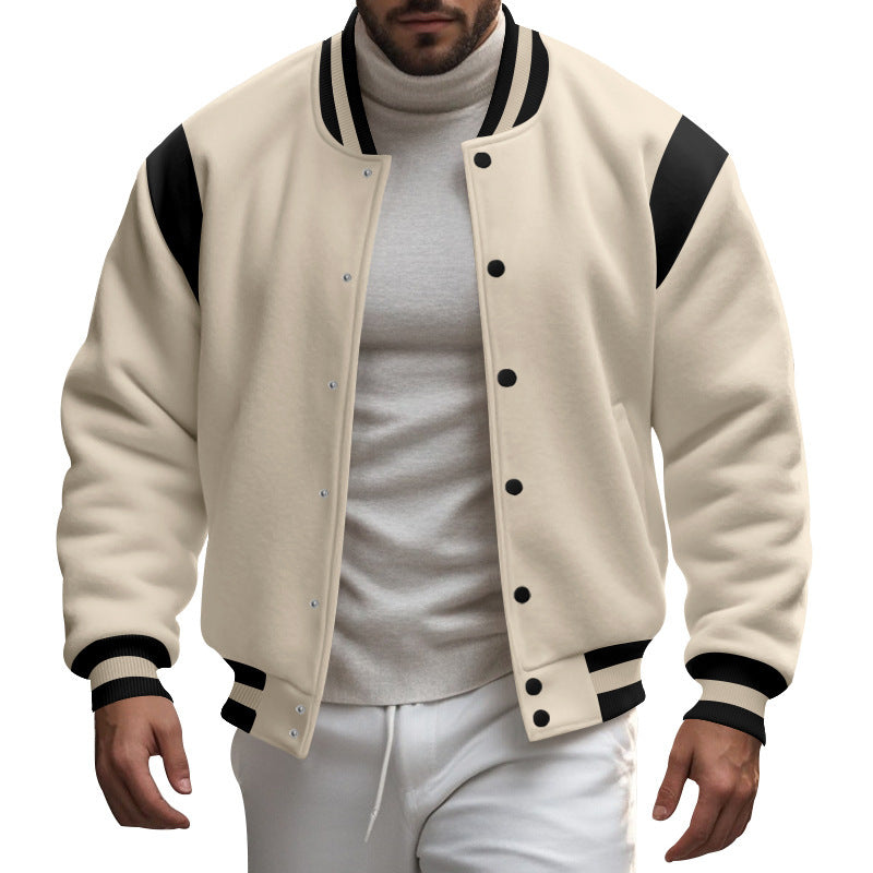 Men's Sporty College Jacket with Modern Design and Contrast Sleeves Lisslune