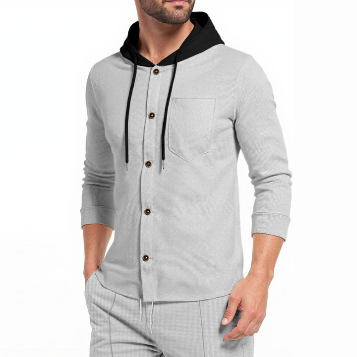 Men's stylish hoodie shirt with button placket and practical chest pocket Lisslune