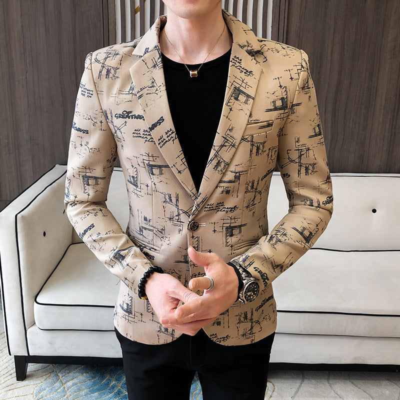 Men's elegant designer blazer with modern print Lisslune
