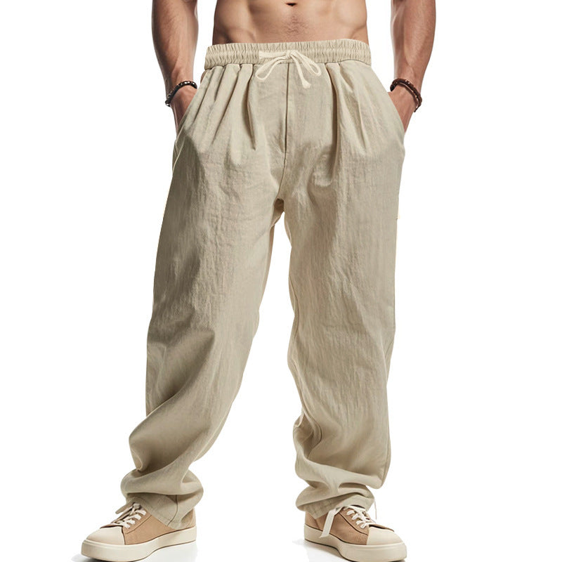 Men's Comfortable Summer Pants with Elastic Waistband and Side Pockets Lisslune