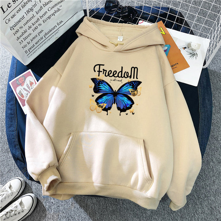 Ladies hooded sweatshirt with artistic butterfly design Lisslune