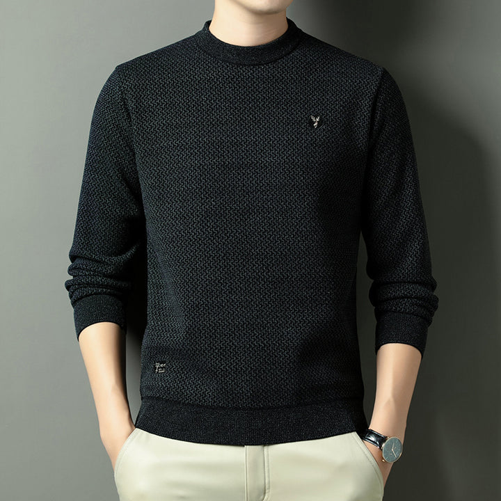 Men's Knitted Sweater with Sophisticated Textured Pattern Lisslune