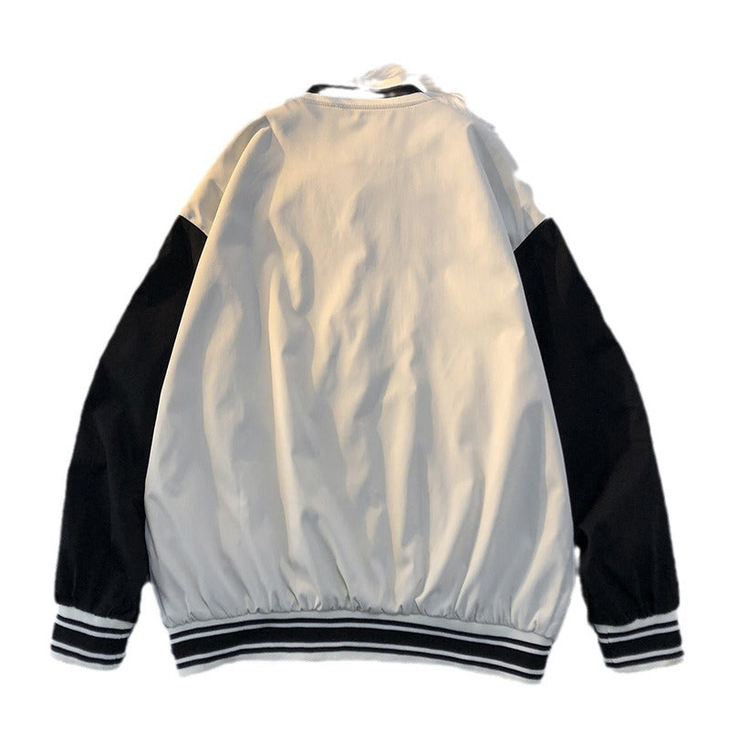 Men's college jacket with embroidered logo and contrasting sleeves Lisslune