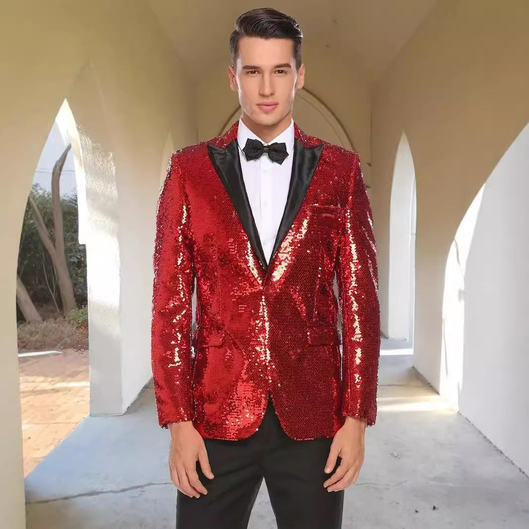 Men's Glittering Tuxedo Blazer with Modern Sequin Design Lisslune