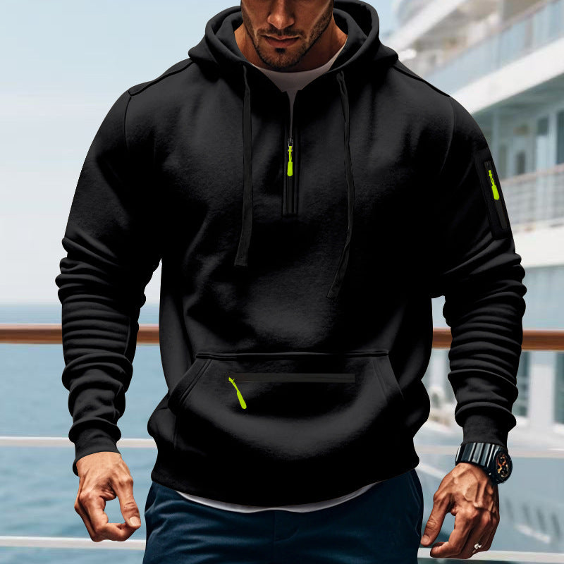 Men's sporty hoodie with practical two-way zipper and side pockets Lisslune