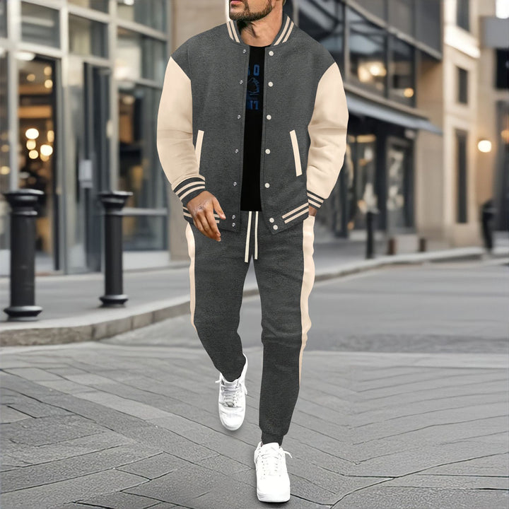 Men's elegant leisure set with modern bomber jacket design and comfortable jogging pants Lisslune