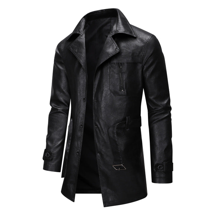Men's Synthetic Leather Trench Coat Lisslune