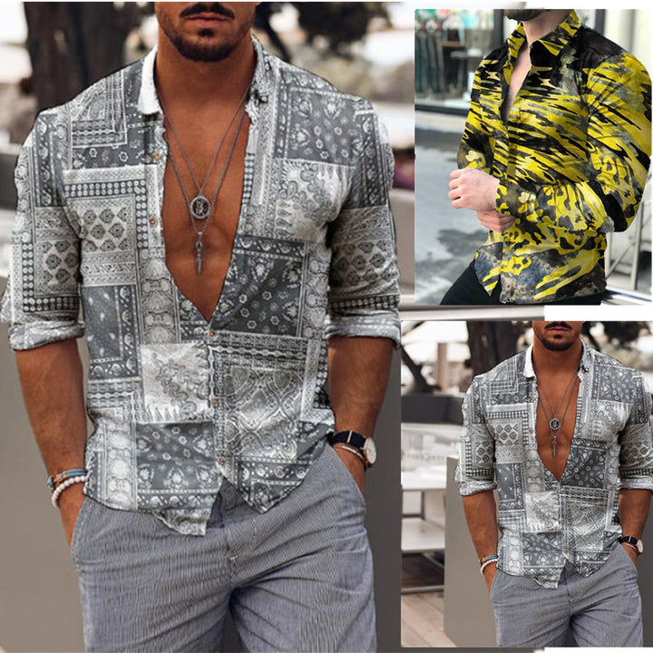 Men's shirt with fashionable patchwork design Lisslune