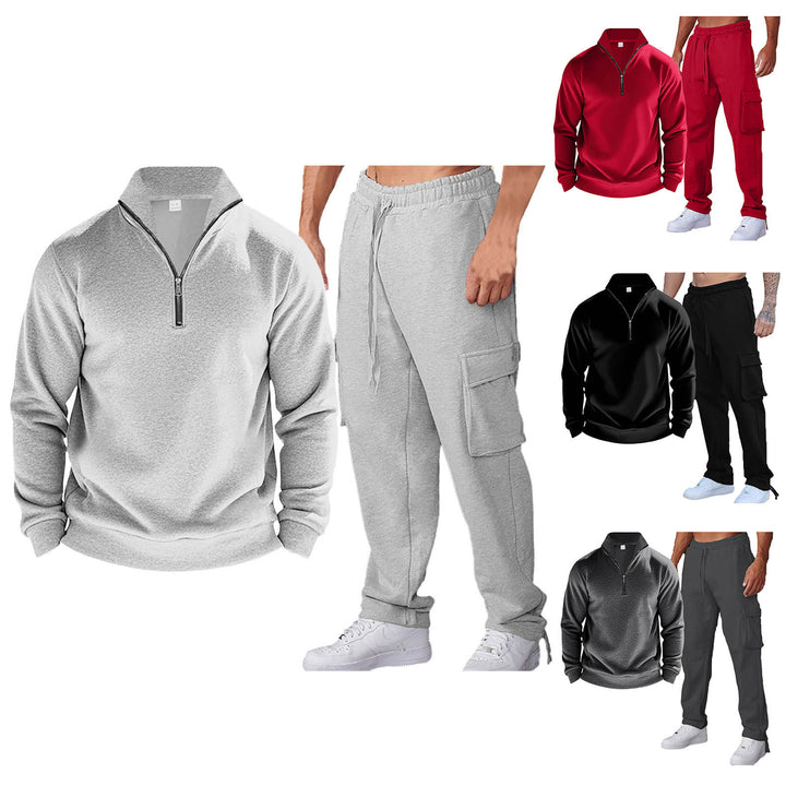 Men's Leisure Set with Practical Pockets and Fashionable Stand-Up Collar Lisslune