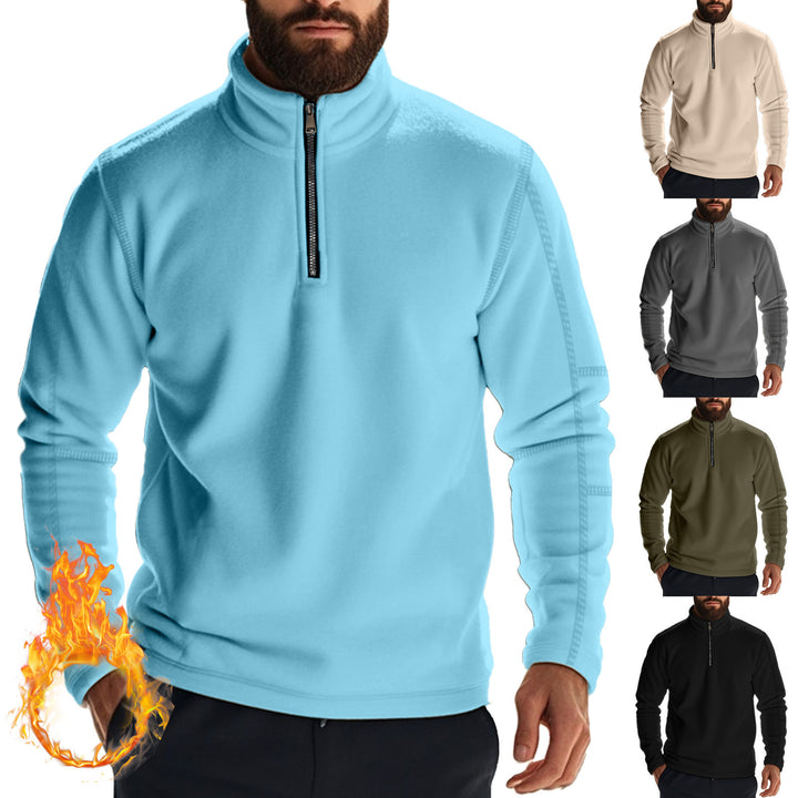 Men's fleece pullover with high collar and zipper Lisslune
