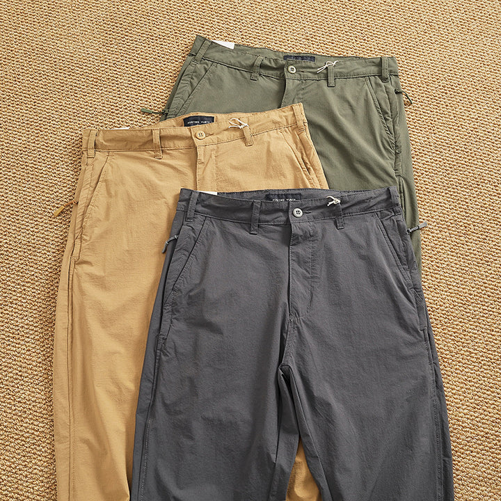 Men's Chino Pants with Elastic Waistband and Practical Side Pockets Lisslune